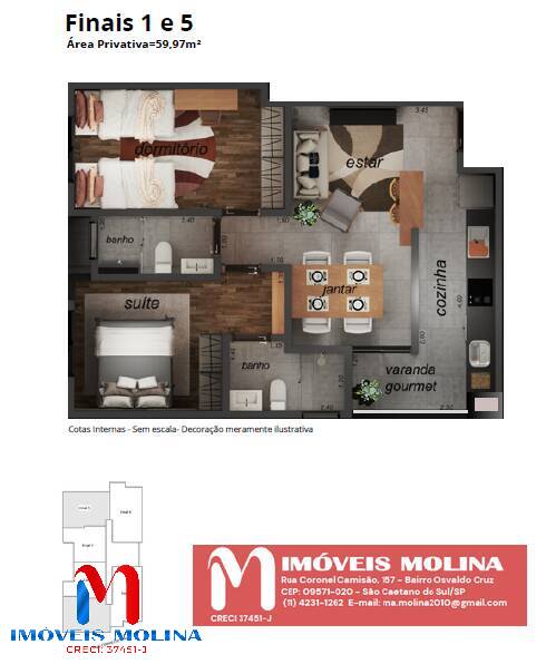 Apartamento à venda com 2 quartos, 55m² - Foto 2