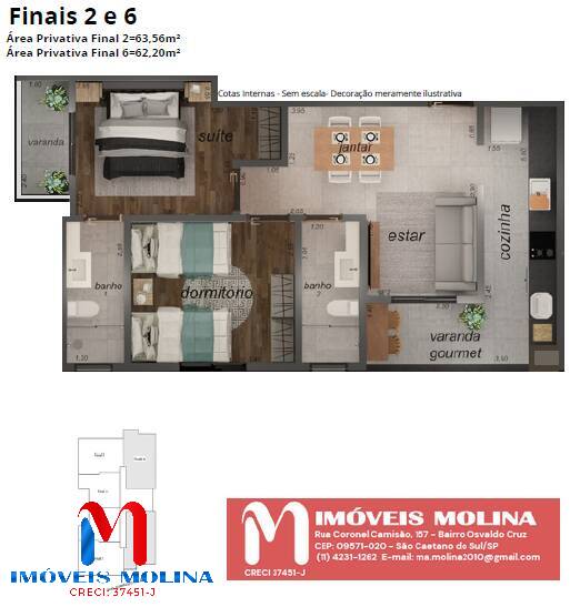 Apartamento à venda com 2 quartos, 55m² - Foto 3